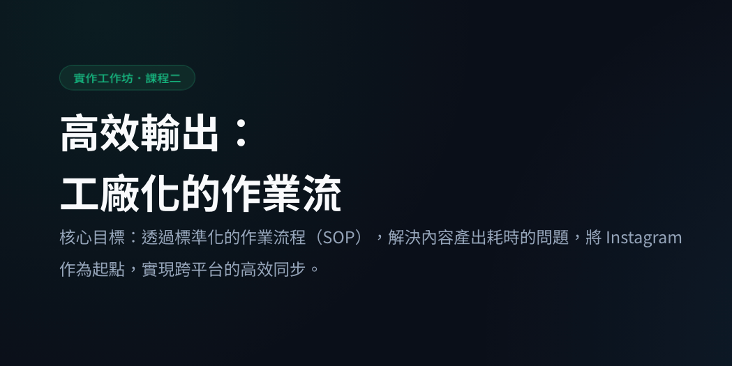 【A方案｜純讀享】自媒體經營實戰課 EP.2 高效輸出：工廠化的作業流｜精華簡報版