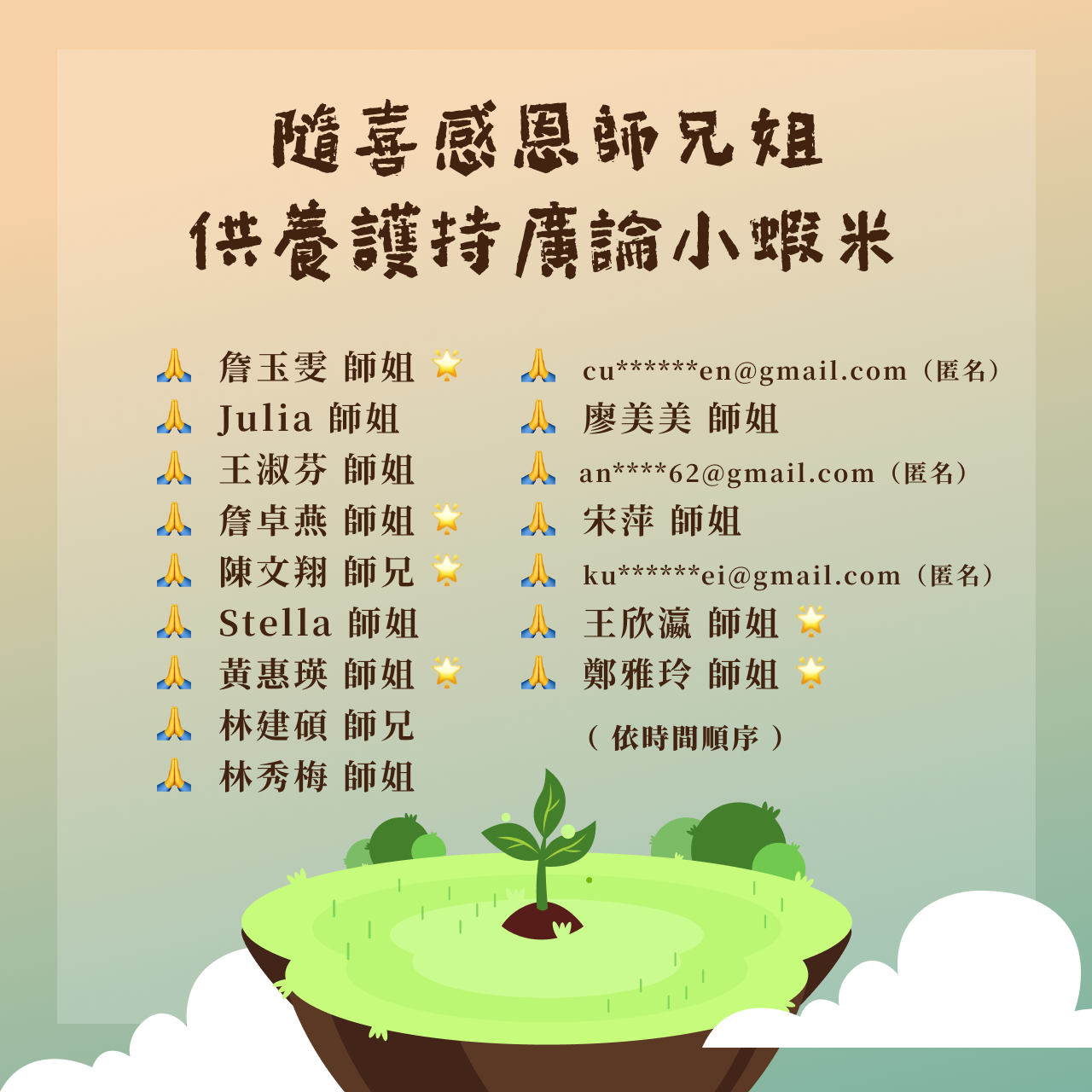 《廣論小蝦米》 廣論小蝦米捐款贊助名單