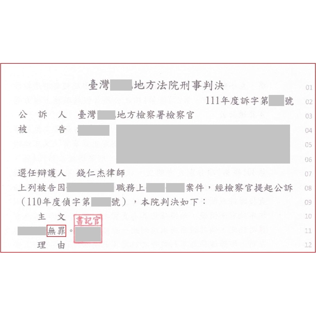 故意傷害無罪案