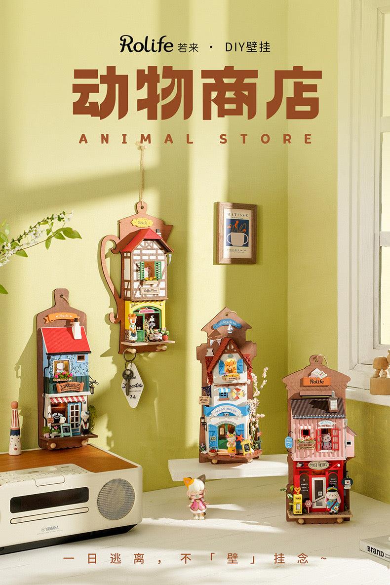 KawaiiGiftLand Craft Kits Wooden Hook Key Hanger | Animal Store - DIY Handmade Mini W