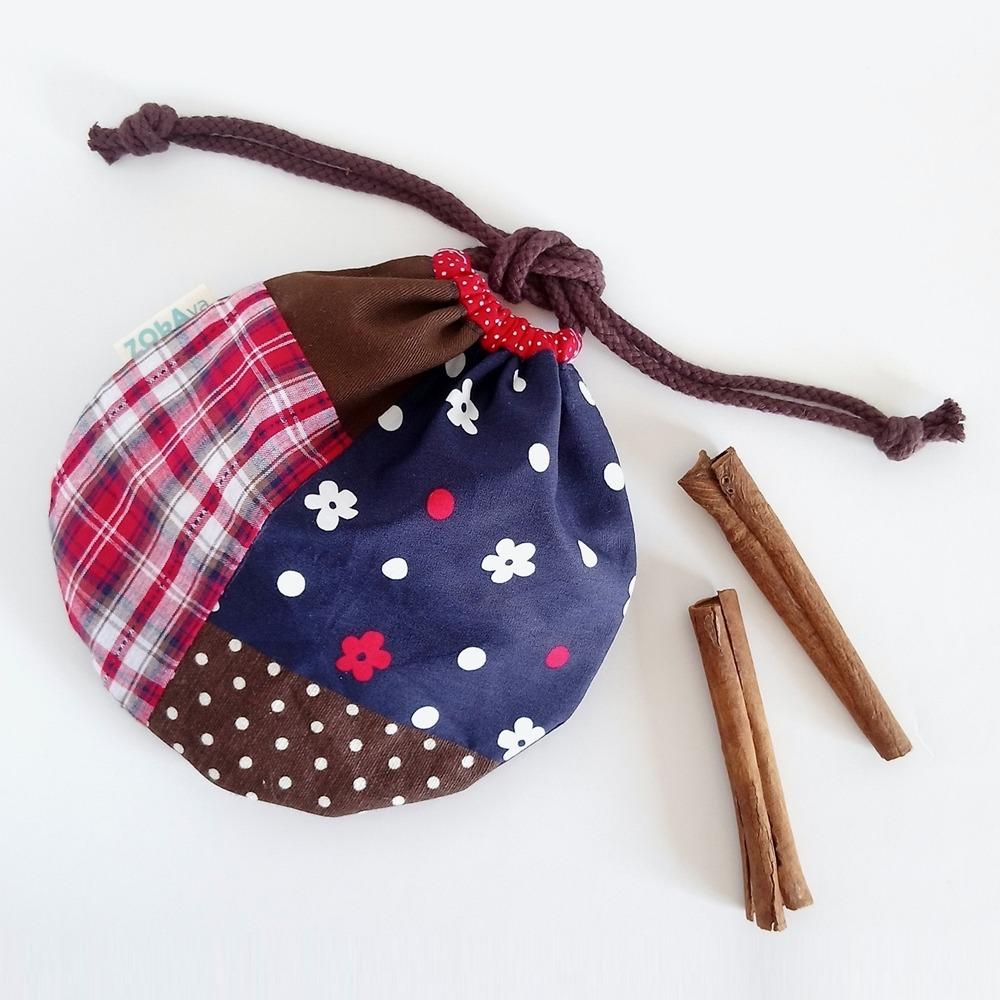 丸型拼布束口袋 Patchwork Drawstring Bag