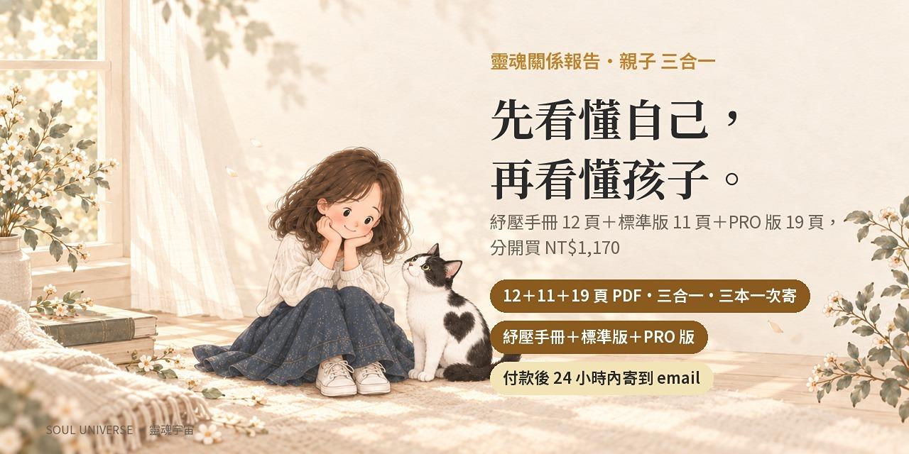 靈魂關係報告・親子 三合一｜紓壓手冊＋標準版＋PRO 版，三本一次寄
