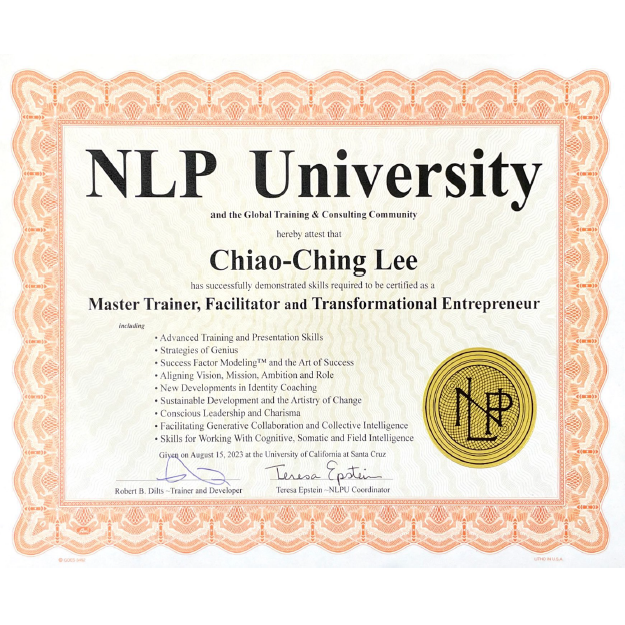 李喬晴 藥師 美國NLP大學認證高級導師