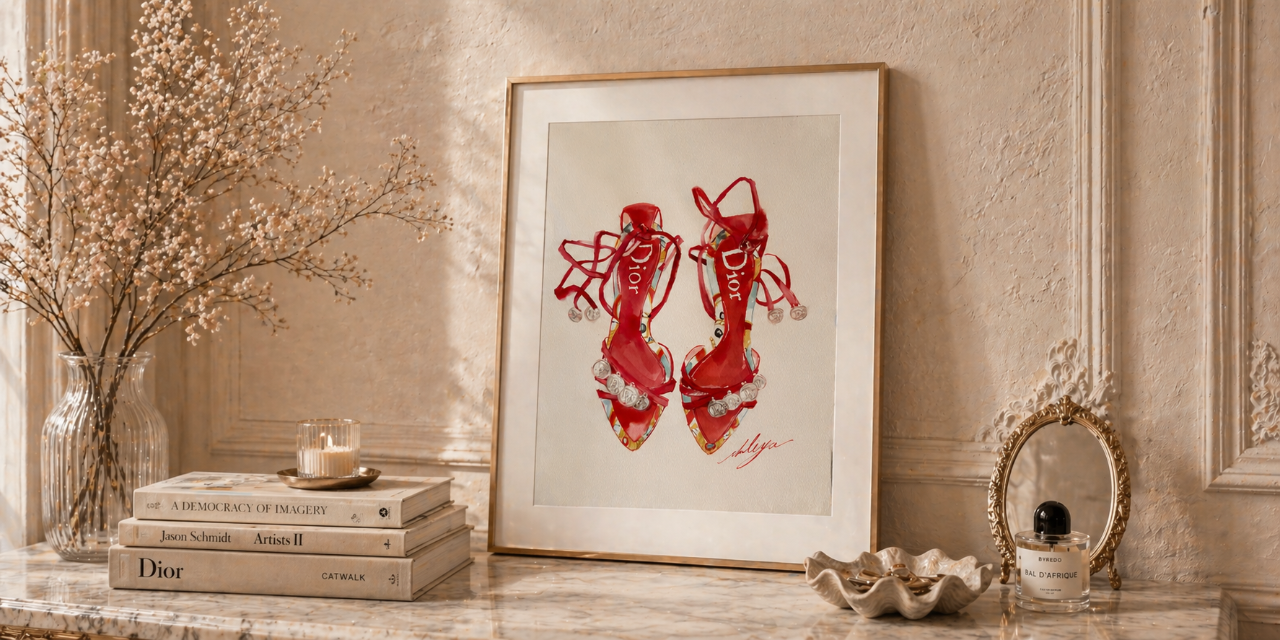 時尚插畫 / 高跟鞋插畫 / 水彩原畫 / 原作收藏 / 紅色系藝術 / Fashion Illustration / Heels Illustration / Original Artwork