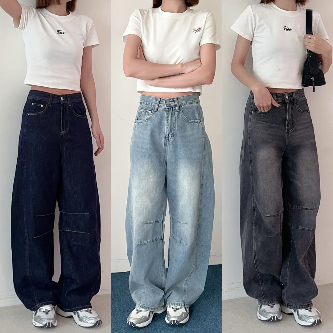 Fashion Jump 【現貨】NJ199穿不膩的打摺彎刀牛仔褲