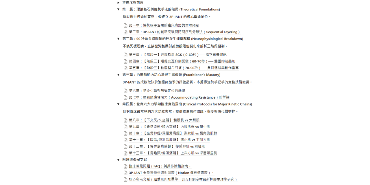 🆕新推出《整合型三階段拮抗肌神經肌肉技術（3P-IANT）實戰手冊》