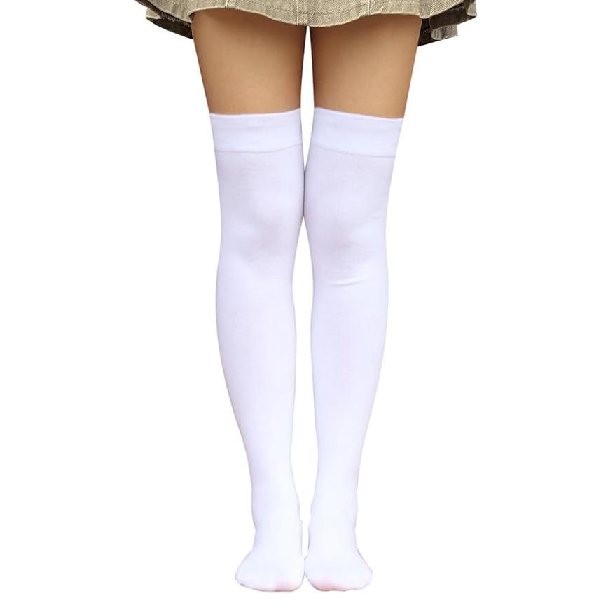 White Opaque High Stockings