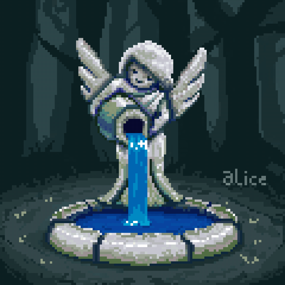 Alice 愛麗絲 pixel art, angel fountain