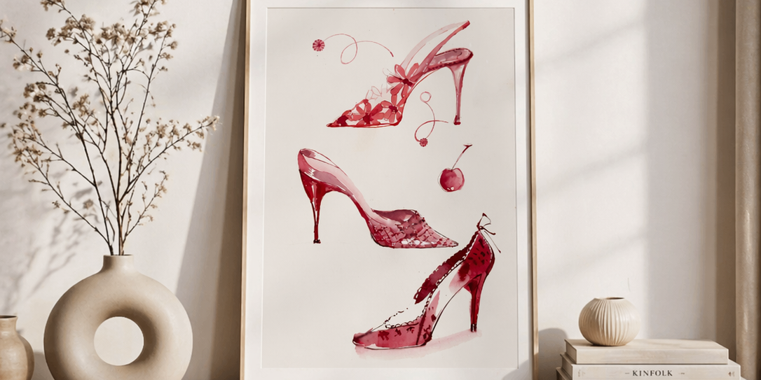 時尚插畫 / 高跟鞋插畫 / 水彩原畫 / 原作收藏 / 紅色系藝術 / Fashion Illustration / Heels Illustration / Original Artwork