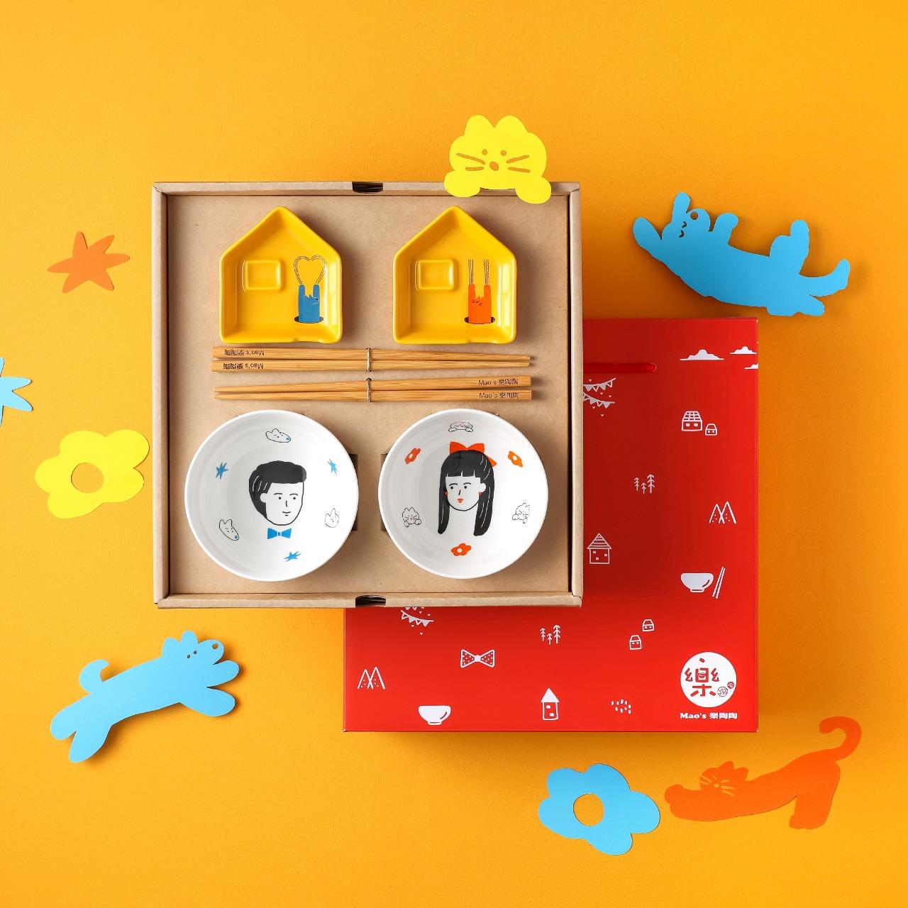 Mao's樂陶陶 愛貓狗的我們 雙碗湯筷禮盒組