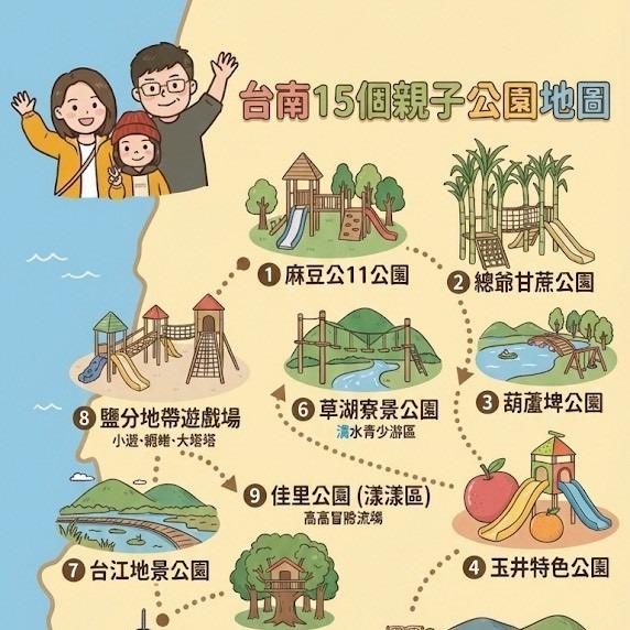 台南親子公園懶人地圖(歡迎索取）