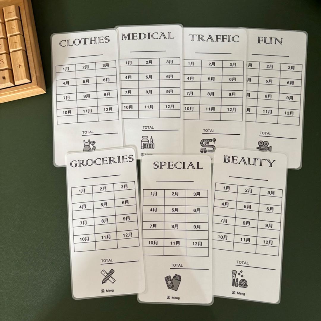 孟 meng 雙面預算記帳卡