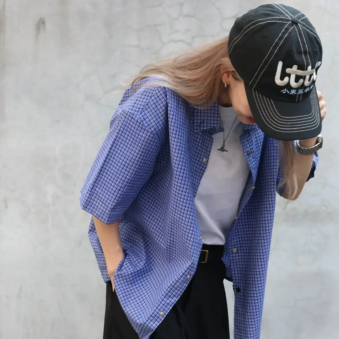 Fashion Jump 【現貨】ST042韓系復古細格紋短襯