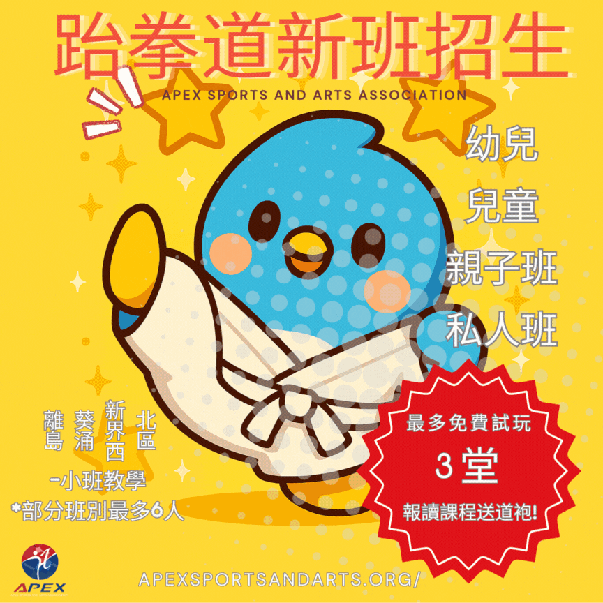Apex Sports And Arts Association 🌠 跆拳道《新星起步班》課程內容