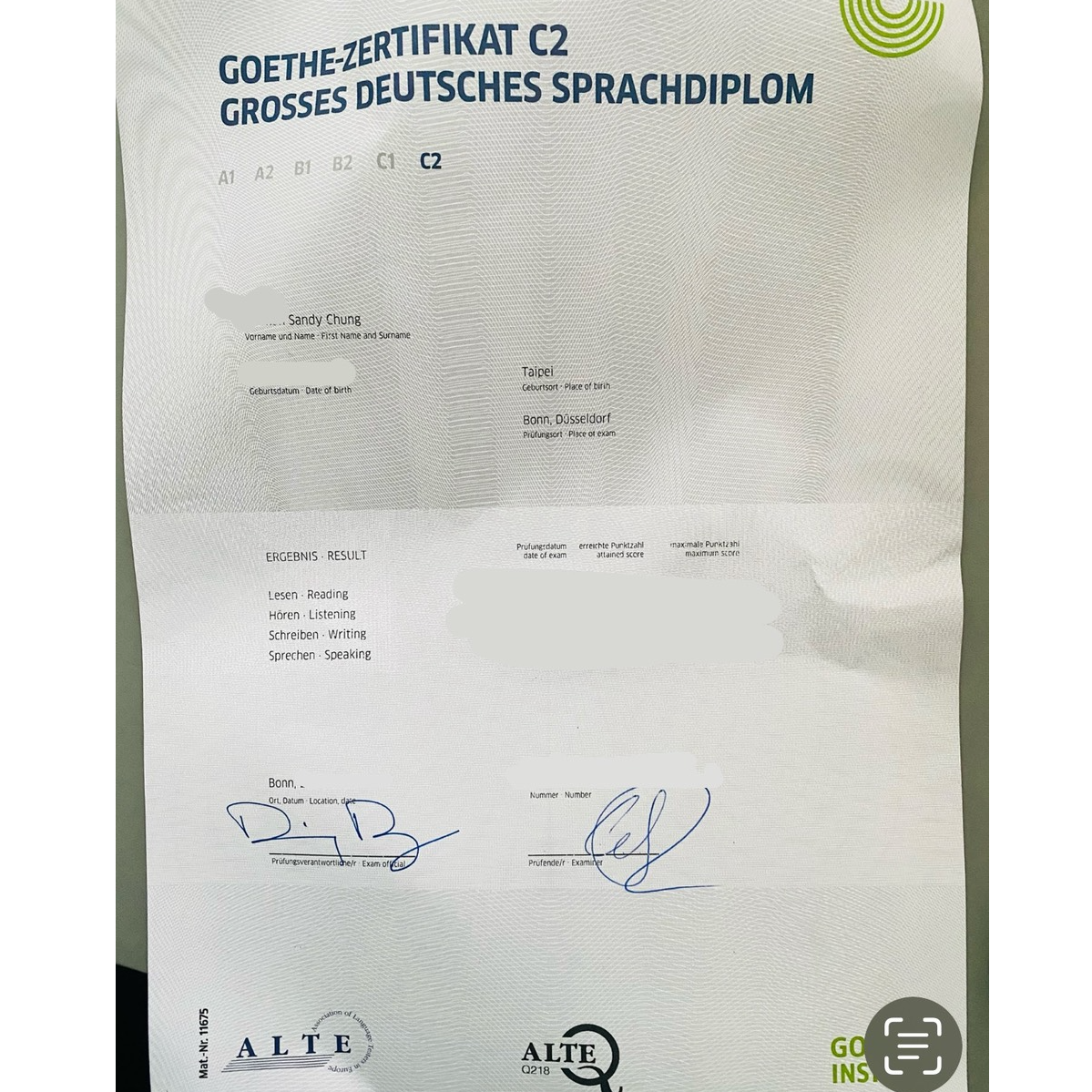 歌德檢定 Goethe-Zertifikat C2