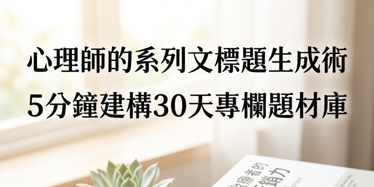 心理師品牌流程設計－Ⅲ
心理師的系列文標題生成術【電子書】