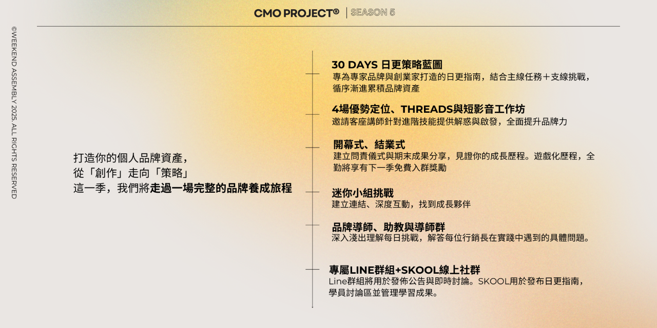 CMO Project 第5季｛成為自己的行銷長｝養成計劃 - 專業人士與創業家專屬 晚鳥優惠價