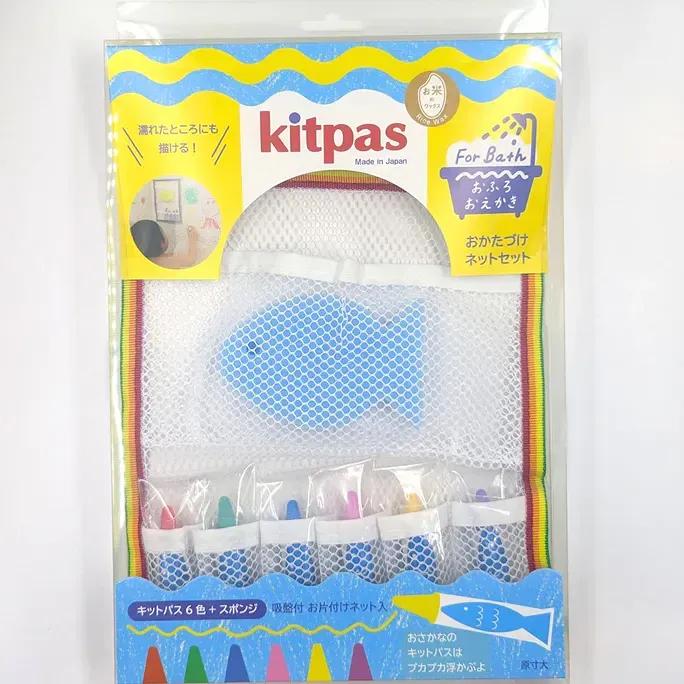 ZenPop Japan Kitpas Crayon Pens For Bath with Sponge and Net Set 6 Colors
