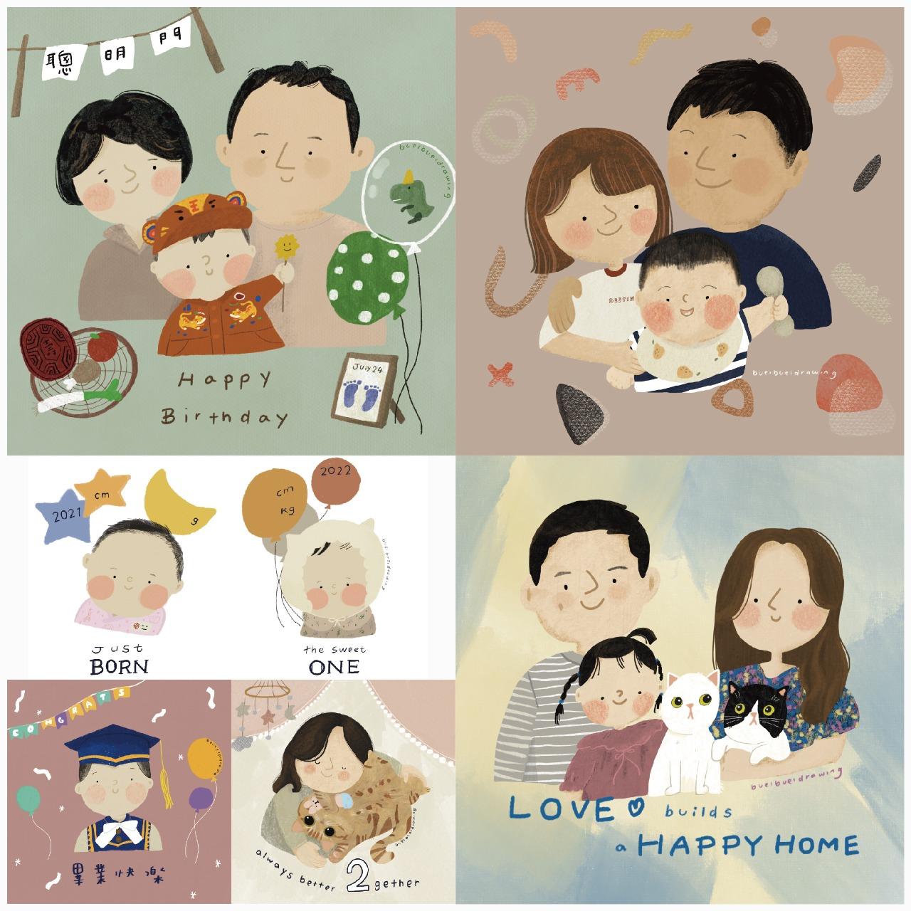 似顏繪, bueibueidrawing, 人物插畫, 插畫, portrait, 客製插畫, customized illustration