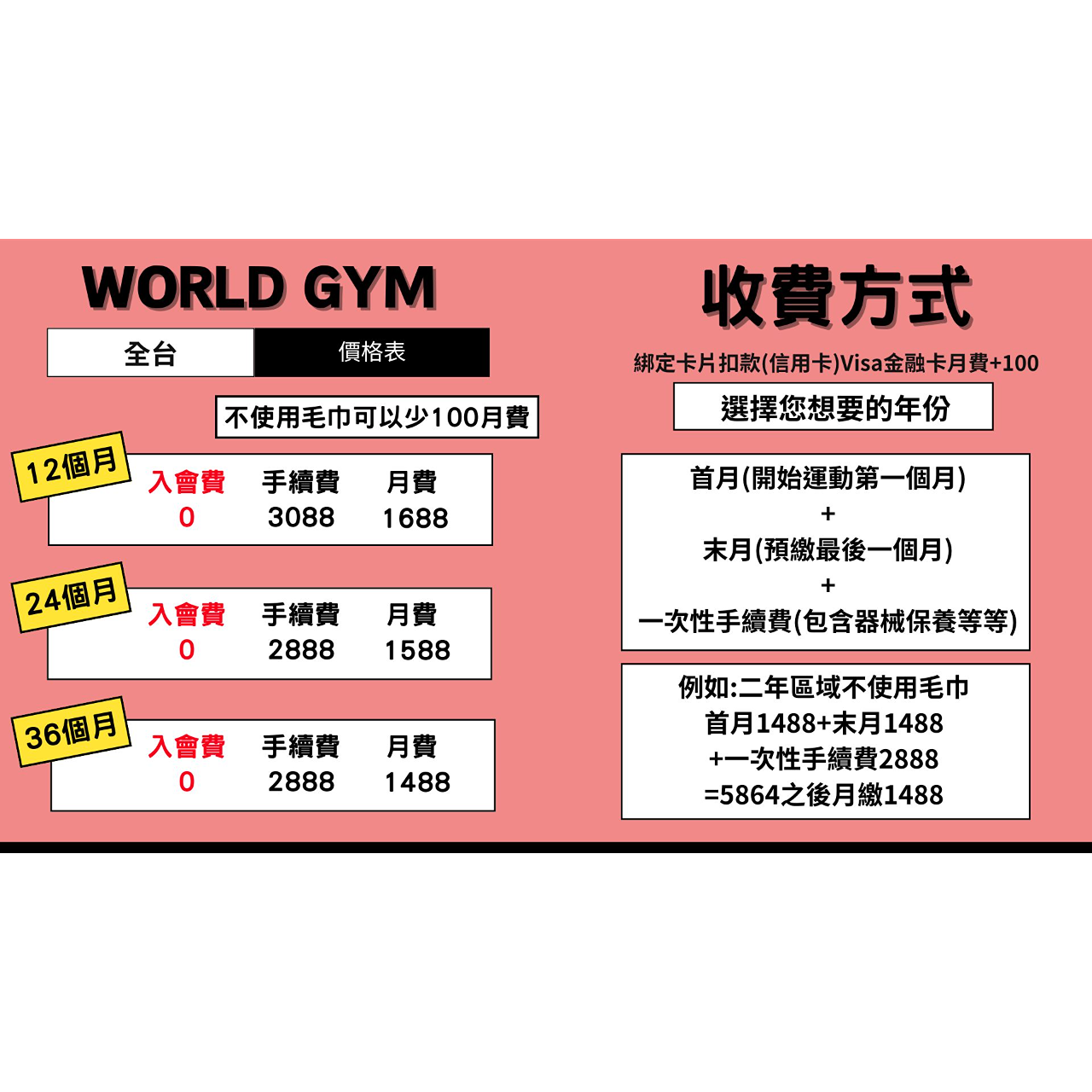 $1488全台兩年不含毛巾