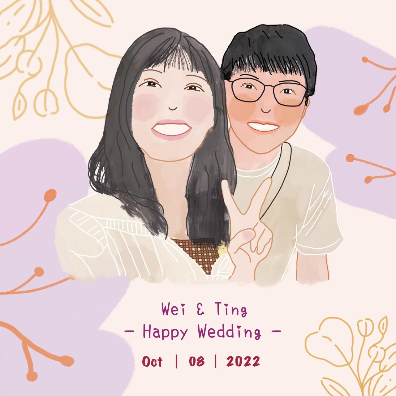 芋圓&糰寶 似顏繪-客製化-婚禮小卡