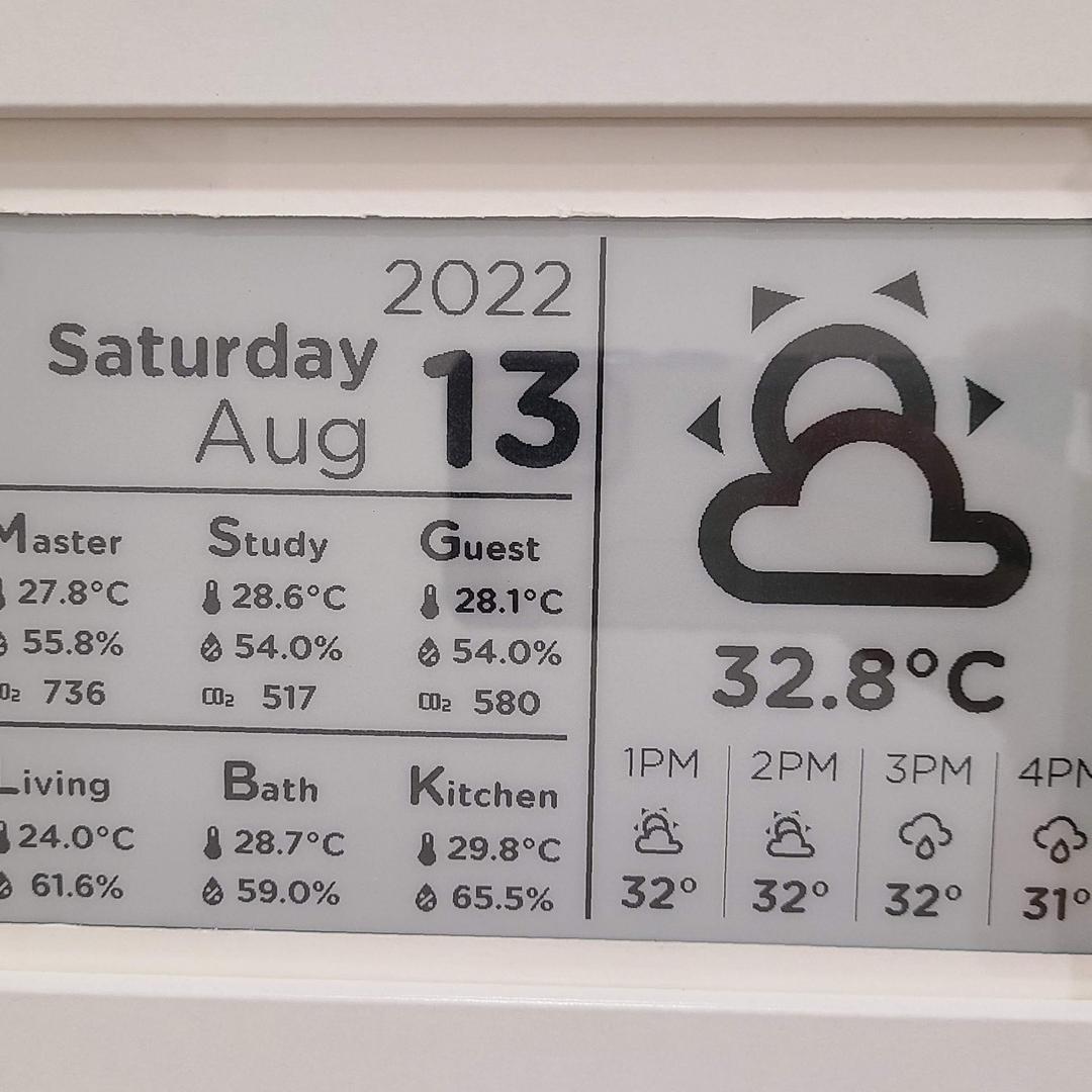 Simon IoT ESPhome電子紙資訊板🌡️