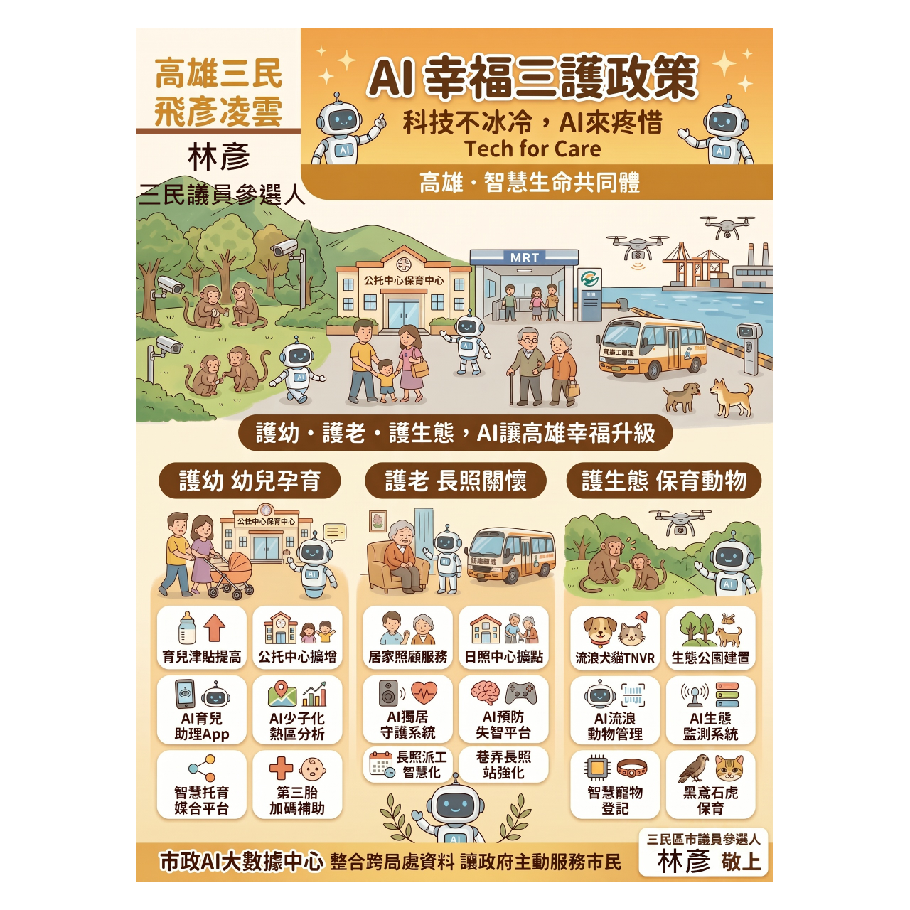 林彥 三民區市議員參選人/高雄市。擬AI智慧議員，提倡幼兒孕育、長照關懷、保育動物